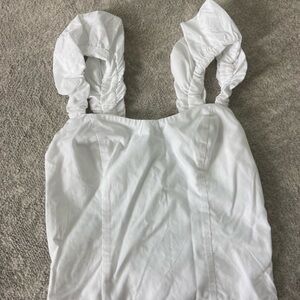 White Sleeveless Top with Ruffled Straps